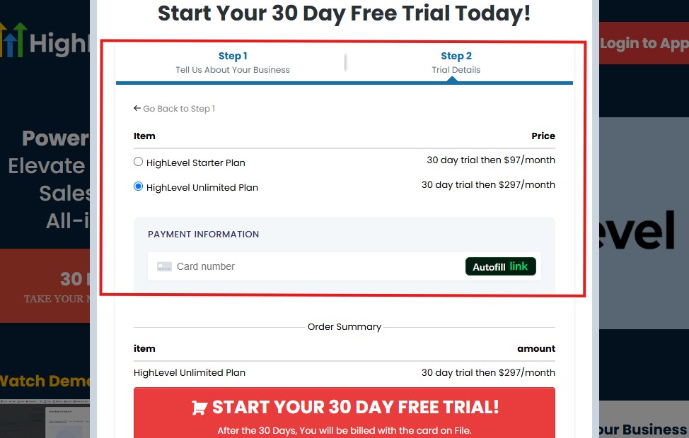 GoHighLevel 30-Day Free Trial sign up word image 3 (New Interface)