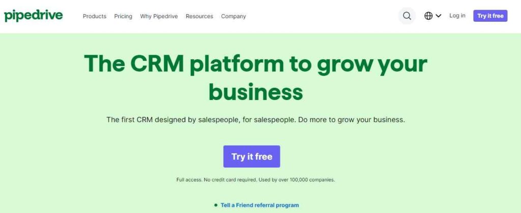 Pipedrive vs GoHighLevel - Pipedrive homepage